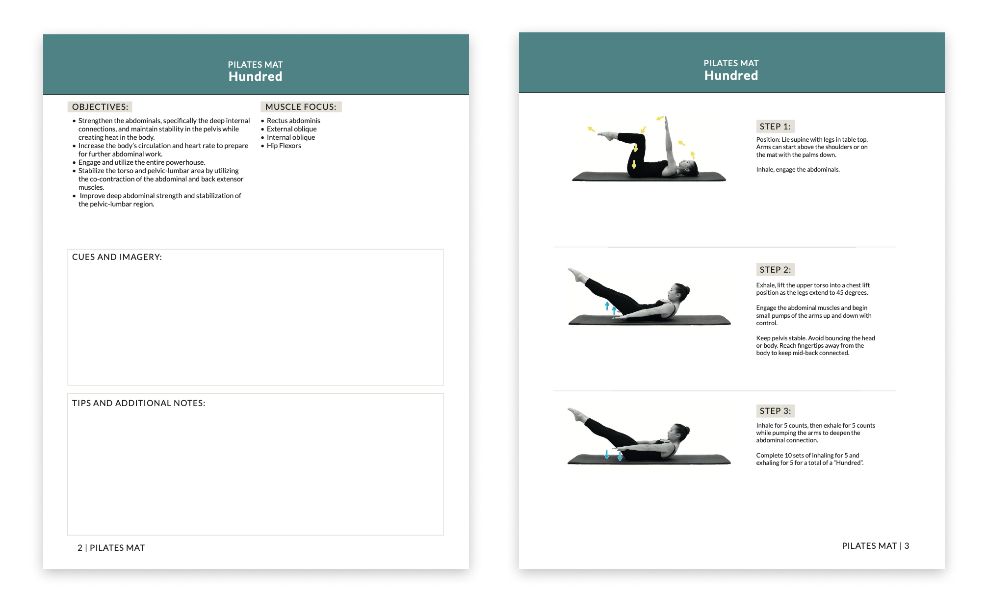 Pilates PDF, Pilates Exercise Sheets