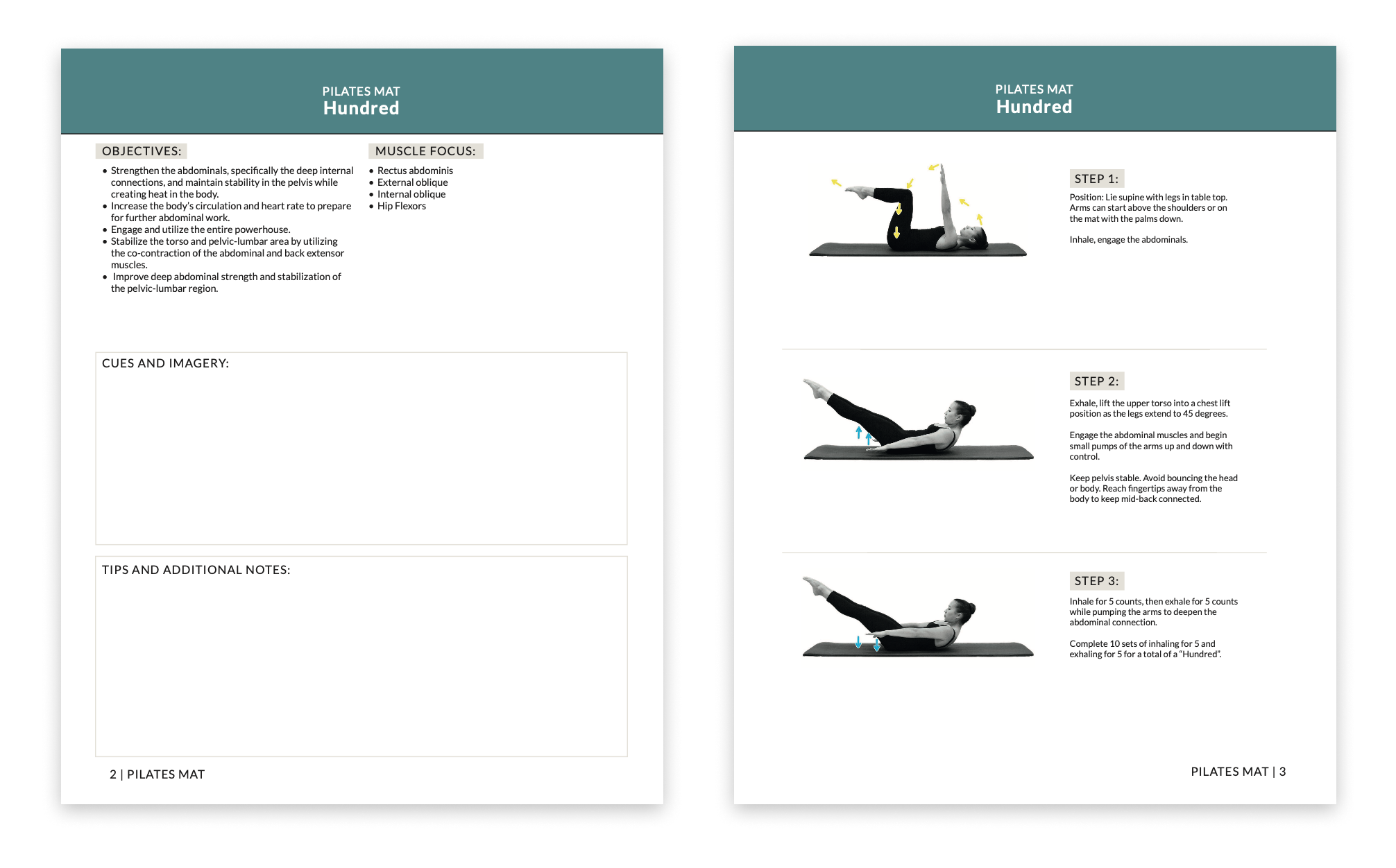 Student Teacher Pilates Workbooks